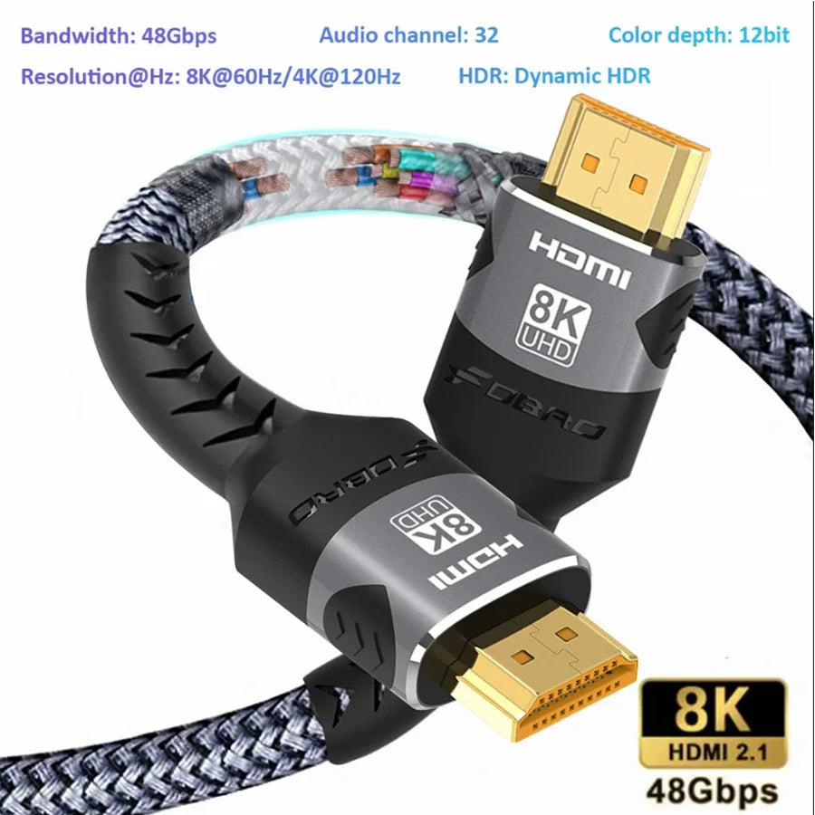8K HDMI Cable 2.1 48Gbps for PS5 Laptop
