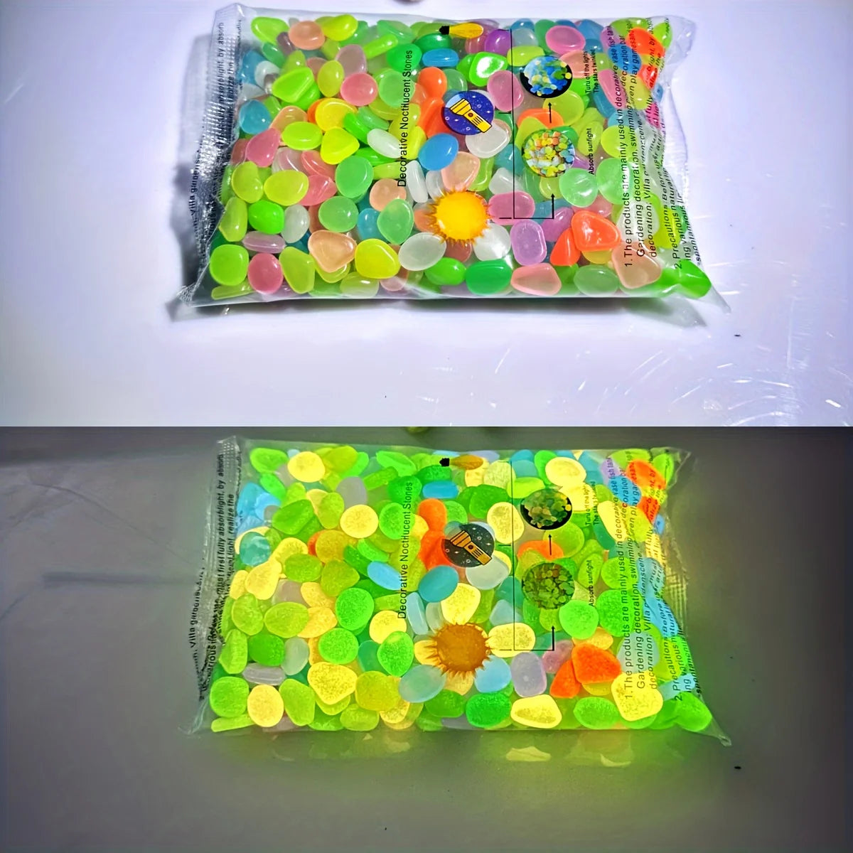 Glow In The Dark Resin Pebbles 100pcs detail view