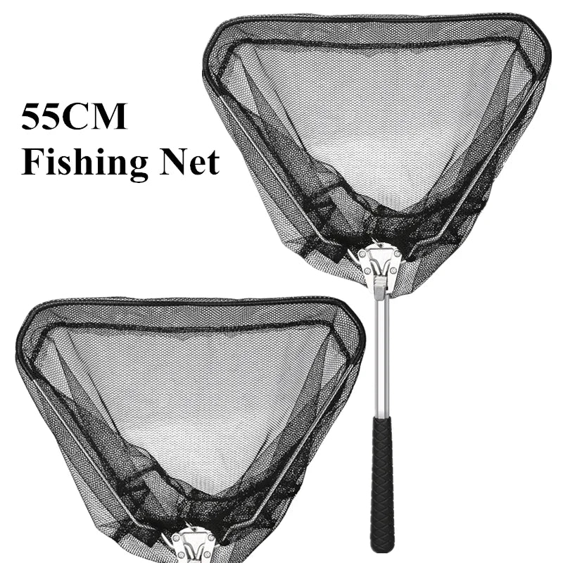 Telescopic Landing Net Folding Fishing Pole Extending Fly Carp Sea Mesh