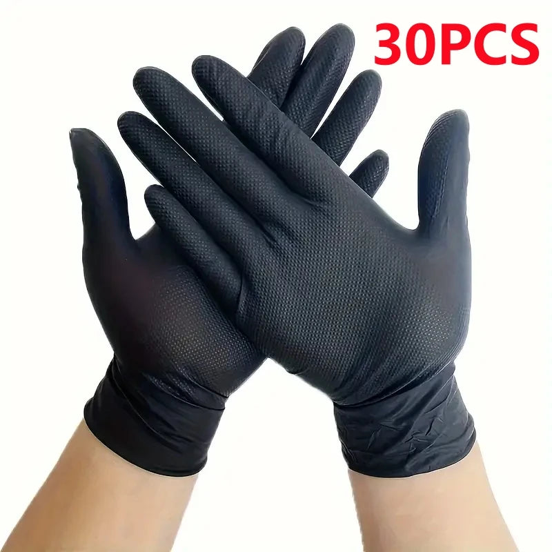 8 Mil Nitrile Gloves 30/50PCS Heavy Duty Diamond Textured Latex Free