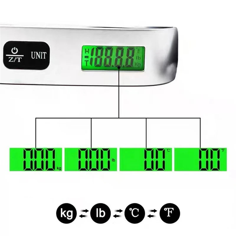 Portable Scale Digital LCD Display 110lb/50kg Electronic Luggage Hanging Suitcase T additional angle
