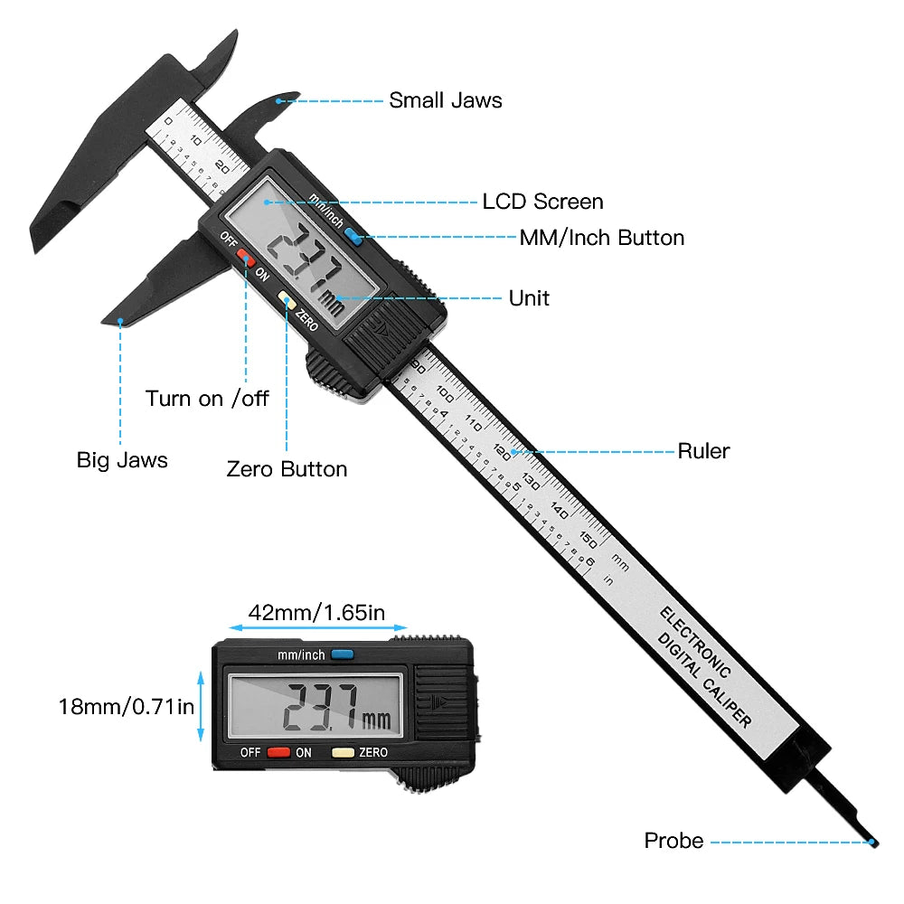 150mm Electronic Digital Caliper Vernier Depth Gauge close-up view