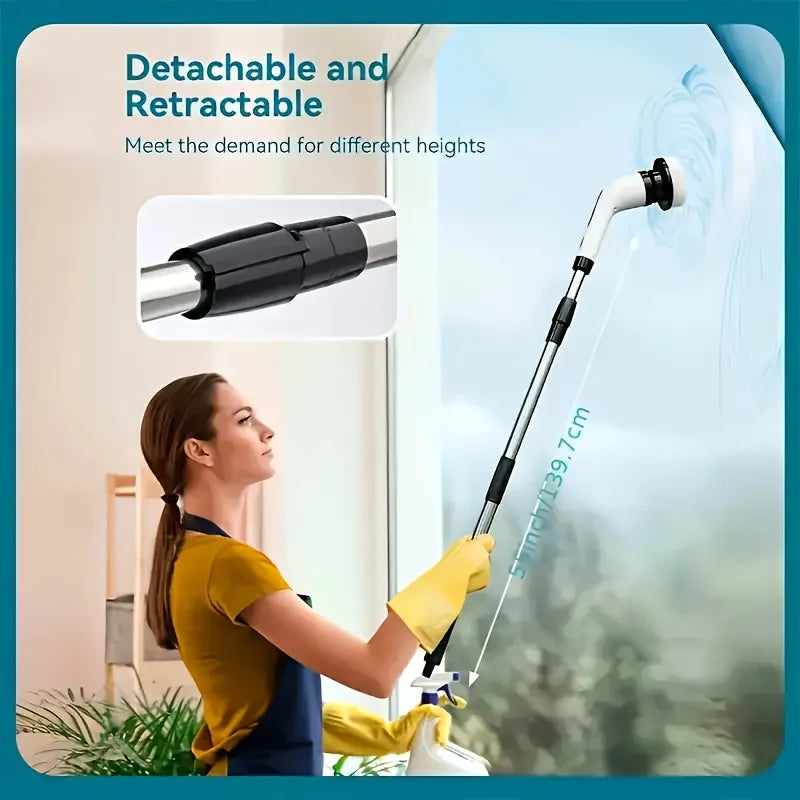 Electric Rotating Cleaning Brush with Telescopic Handle