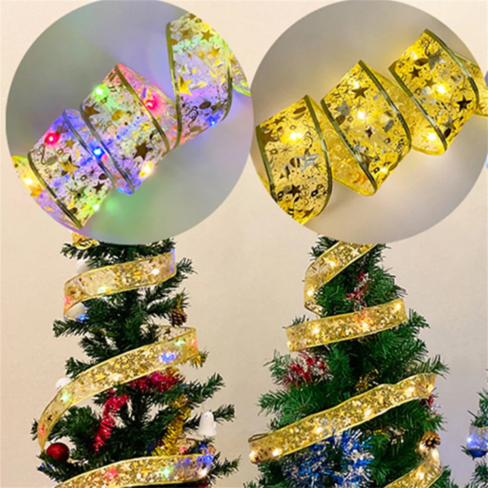 Battery Operated Christmas Ribbon String Lights