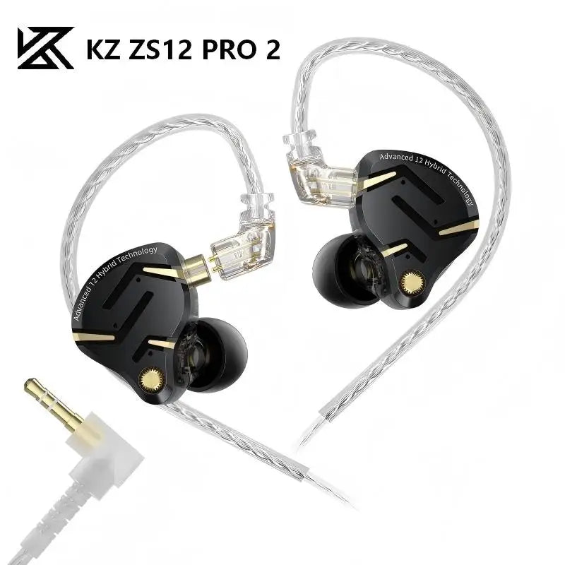 KZ ZS12 Pro 2 Flagship-Grade HiFi IEM Earphones Ultra-Linear 1DD+5BA Hybrid Driver Clarity Sound Wir