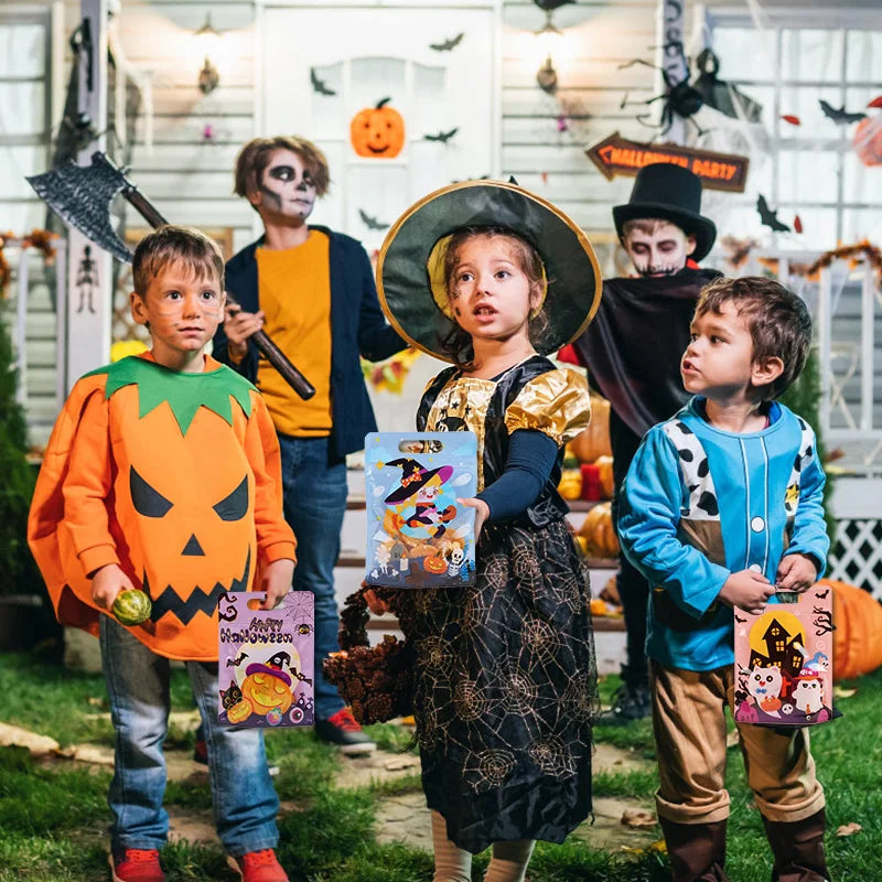 50/10pcs Halloween Cookies Candy Bags Pumpkin Ghost Self Sealing Gift Bag Kids Trick or Treat Favors Halloween Party Supplies