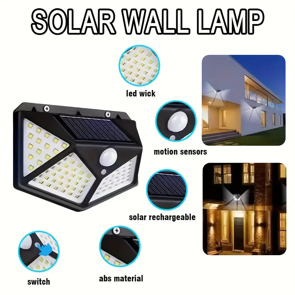 100LED Solar Flood Light Motion Sensor Waterproof for Garden Patio Garage