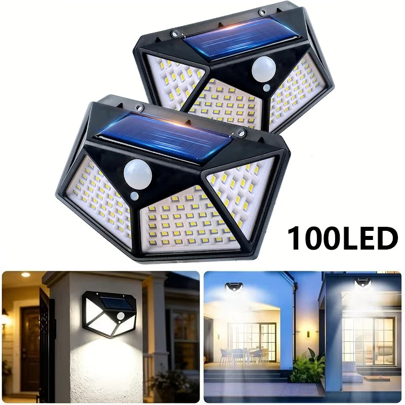 100LED Solar Flood Light Motion Sensor Waterproof for Garden Patio Garage