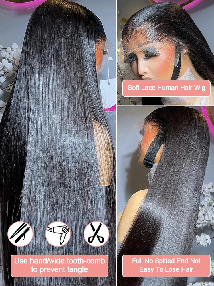 High-quality 13x6 Hd Lace Front Wigs Bone Straight Human Hair Wigs Raw Brazilian Remy 250 Density Glueless 5x5 Closure Wig Ready To Wear Transparent 30 40 Inch 13x4 Lace Human Hair Frontal Wig For Women Pre Plucked