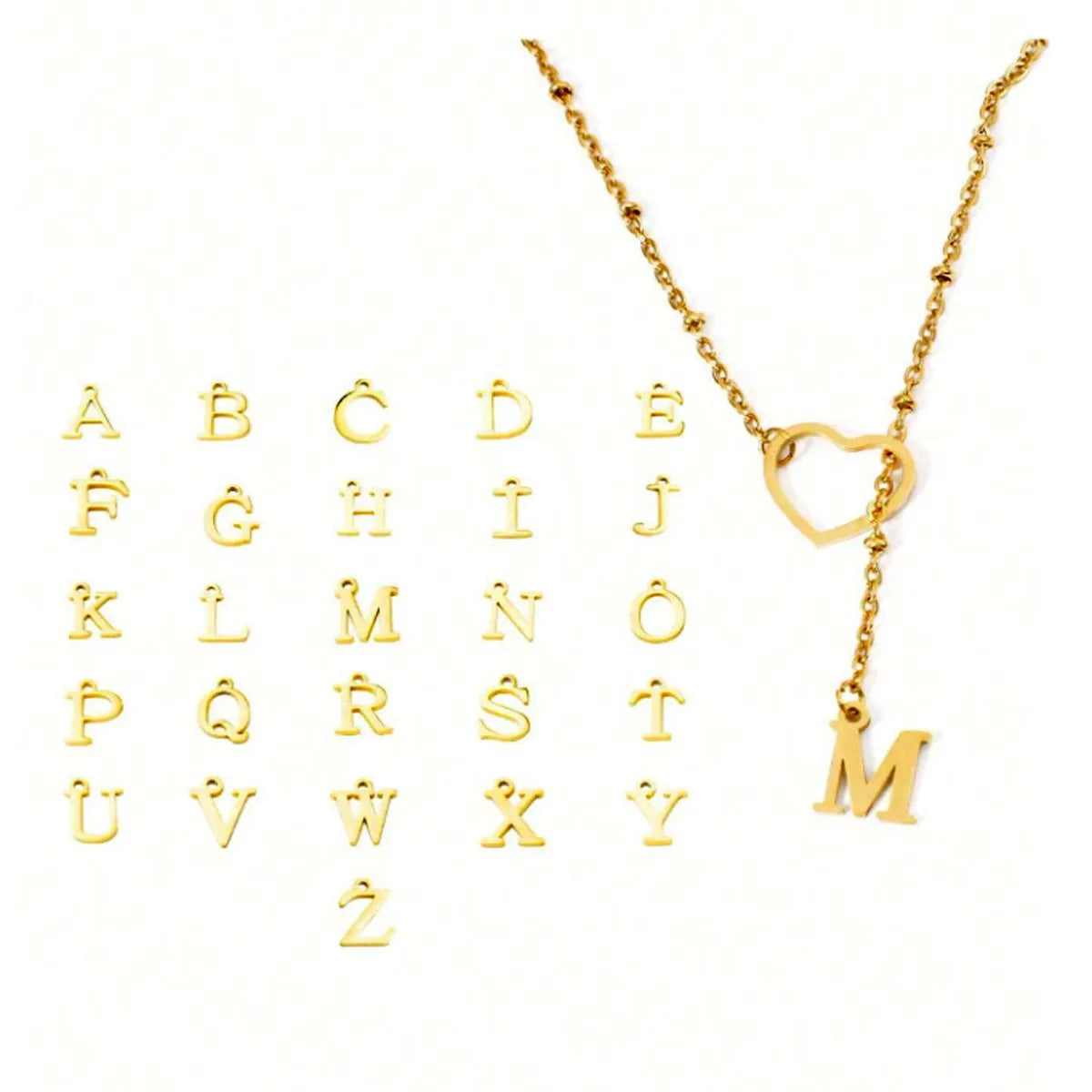 Letter Heart Stainless Steel Choker Necklace for Women
