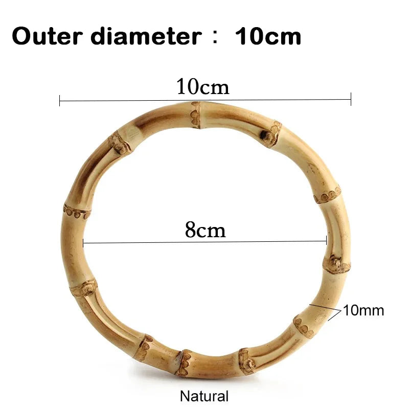 1Pcs Natural Bamboo Rings Bag Handles 10cm/12cm/15cm/17cm DIY Handmade Wooden Bags Cl alternate view