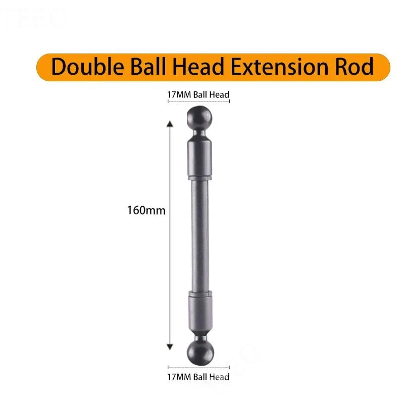 17mm Dual Ball Head Extension Rod Car Phone Mount Accessory Adjustable Bending Design for Vehicle Dashboard Mount