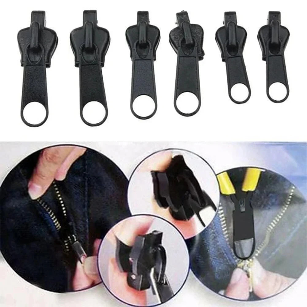 Instant Zipper Repair Kit 6pcs Black Metal detail view