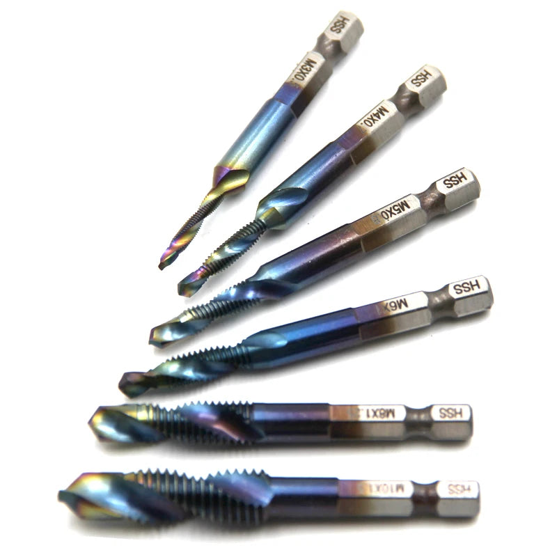 Multi functional HSS drilling tapping integrated spiral tap hand-held electric drill tap tool chamfer machine composite tap