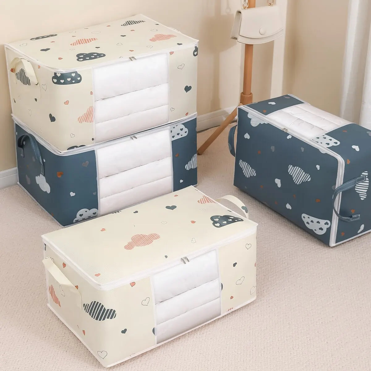 Foldable Clothes Storage Bag Organizer With Reinforced Handle alternate view