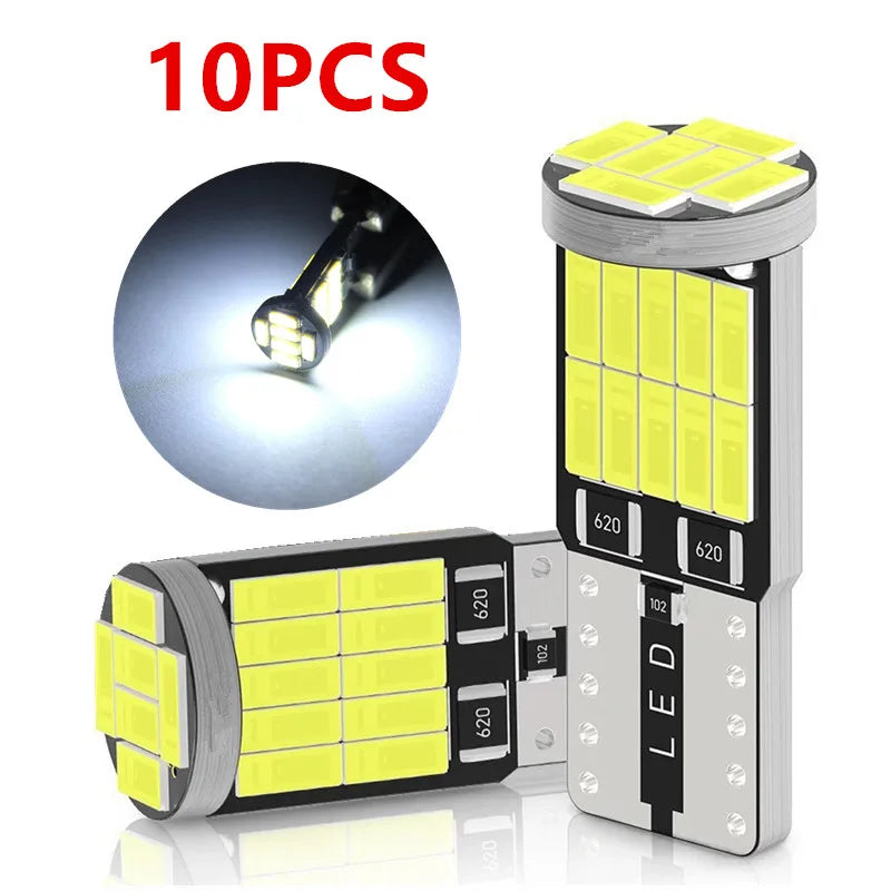 10PCS Led T10 Bulb 194 W5W Light 5w5 501 168 WY5W Interior License Plate 4014/26SMD Reading Parking Signal Lamp Car White 12V