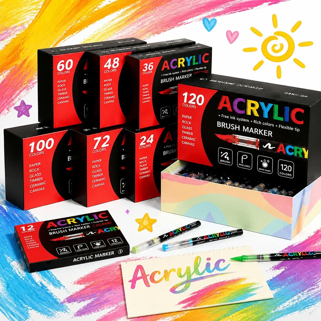 Acrylic Brush Pen Paint Markers Set 288 Colors DIY Graffiti Art