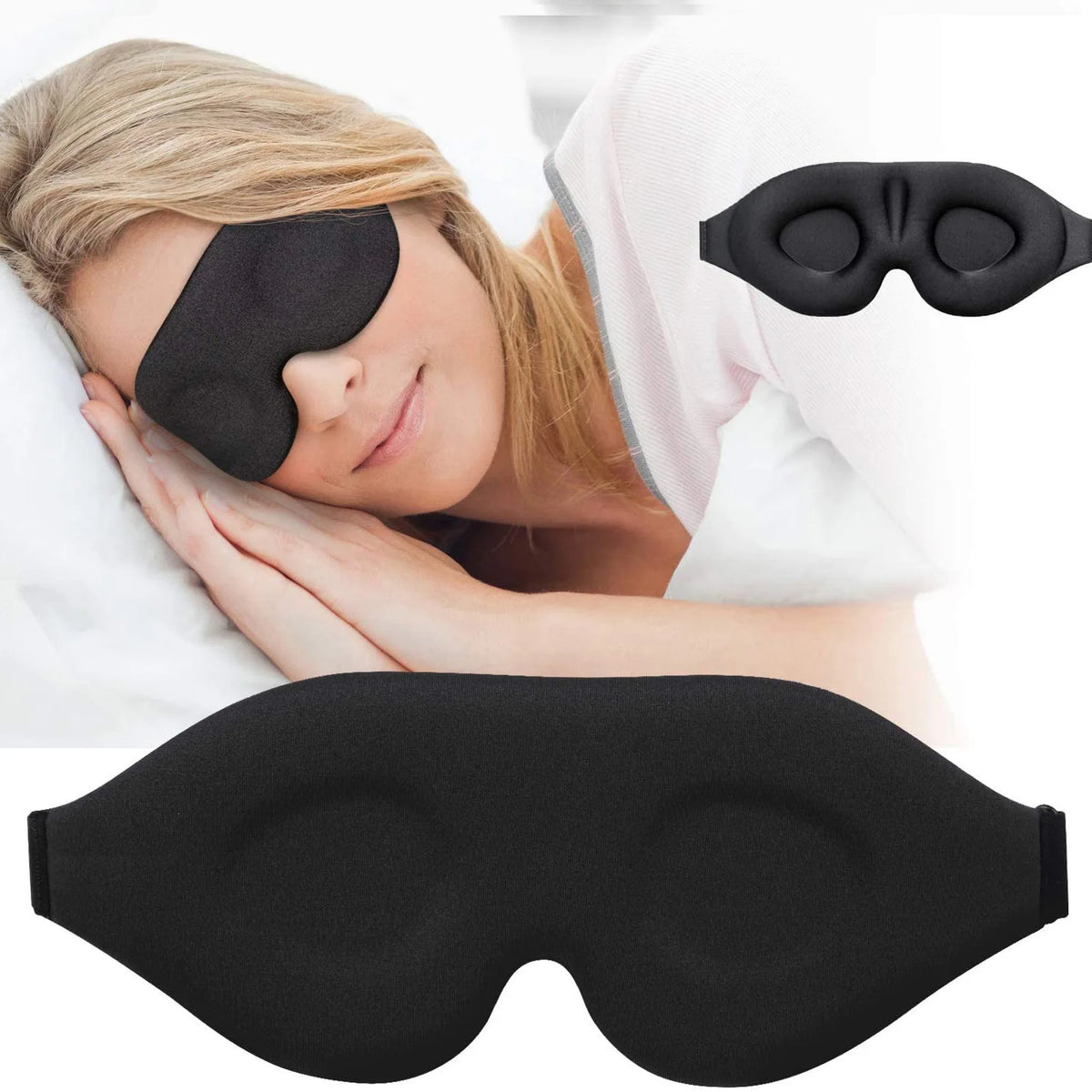 Breathable 3D Adjustable Sleep Mask – Blocks Light, Allows Air Circulation for Eyes, lifestyle view