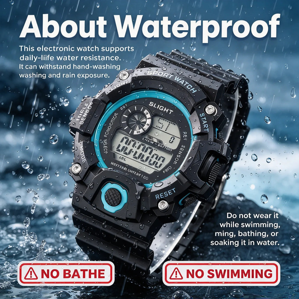 Men's Digital Sport Watch Large Dial Waterproof Luminous Stopwatch close-up view