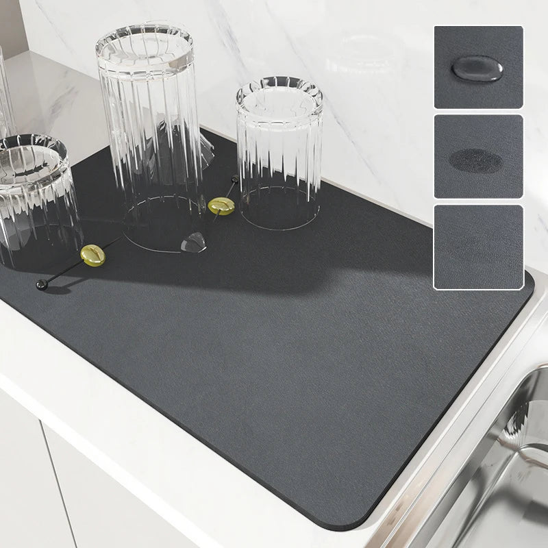 Absorbent Kitchen Drying Mat Non-Slip Quick Dry Drain Pad close-up view