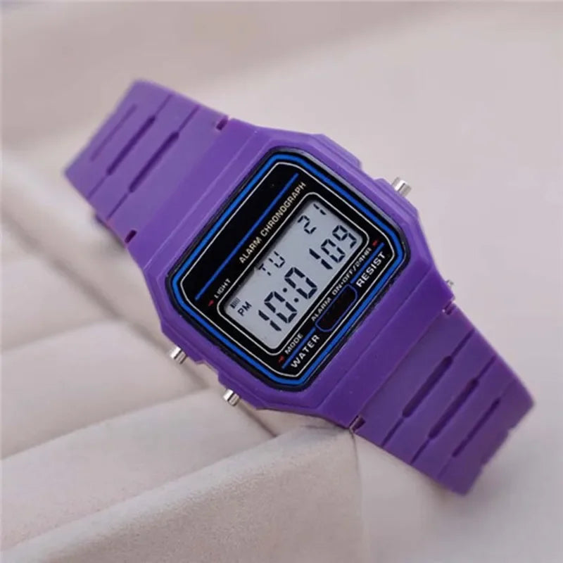Men's Sport LED Digital Watch Simple Small Square Dial Electronic Silicone Band Fashio close-up view