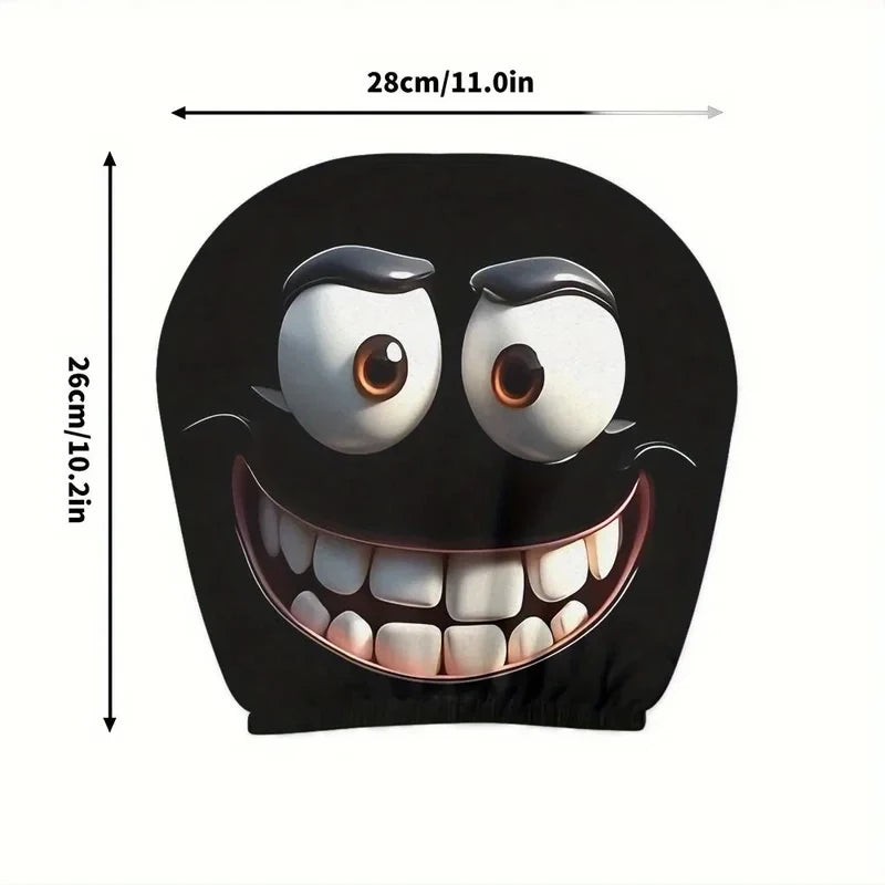 Smiley Face Car Headrest Cover 2pcs additional angle