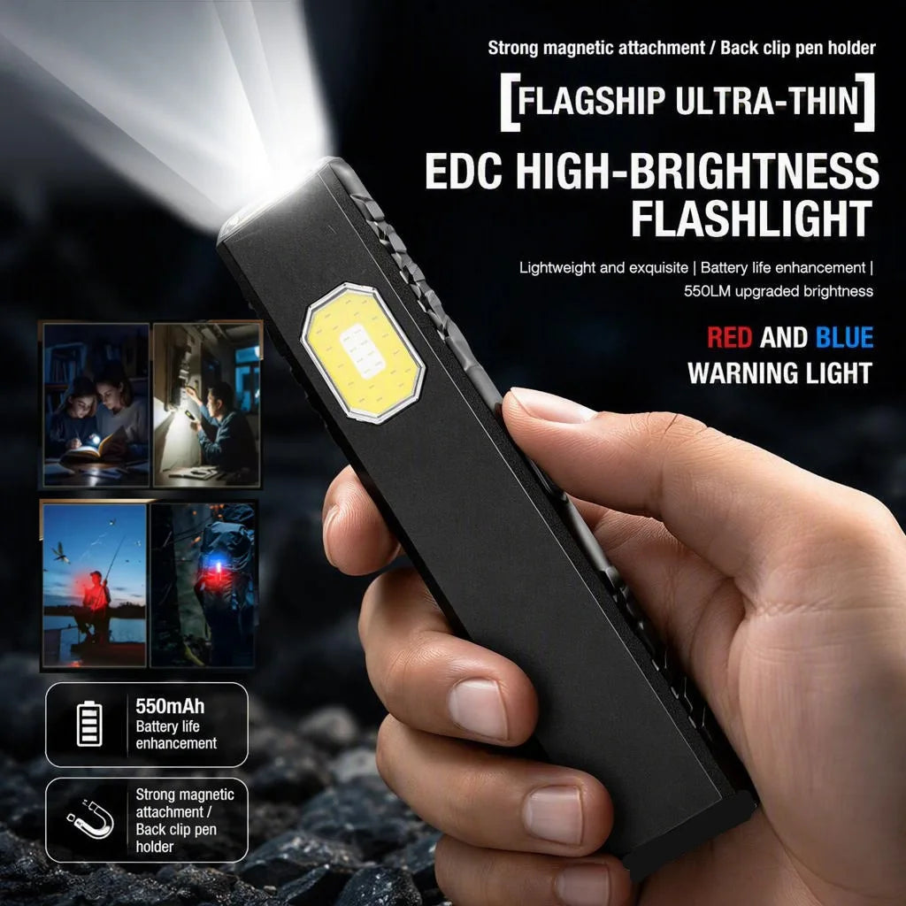 Flashing Work Light Mini Portable Flashlight with Clip-On Cap