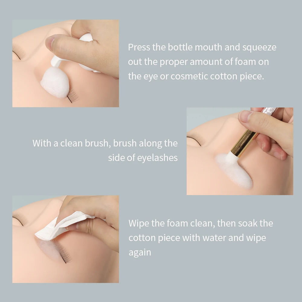 GLAMLASH 60ml No tears Formula Fruit Scent Eyelash Foam Cleanser For Lash Extension Sh close-up view