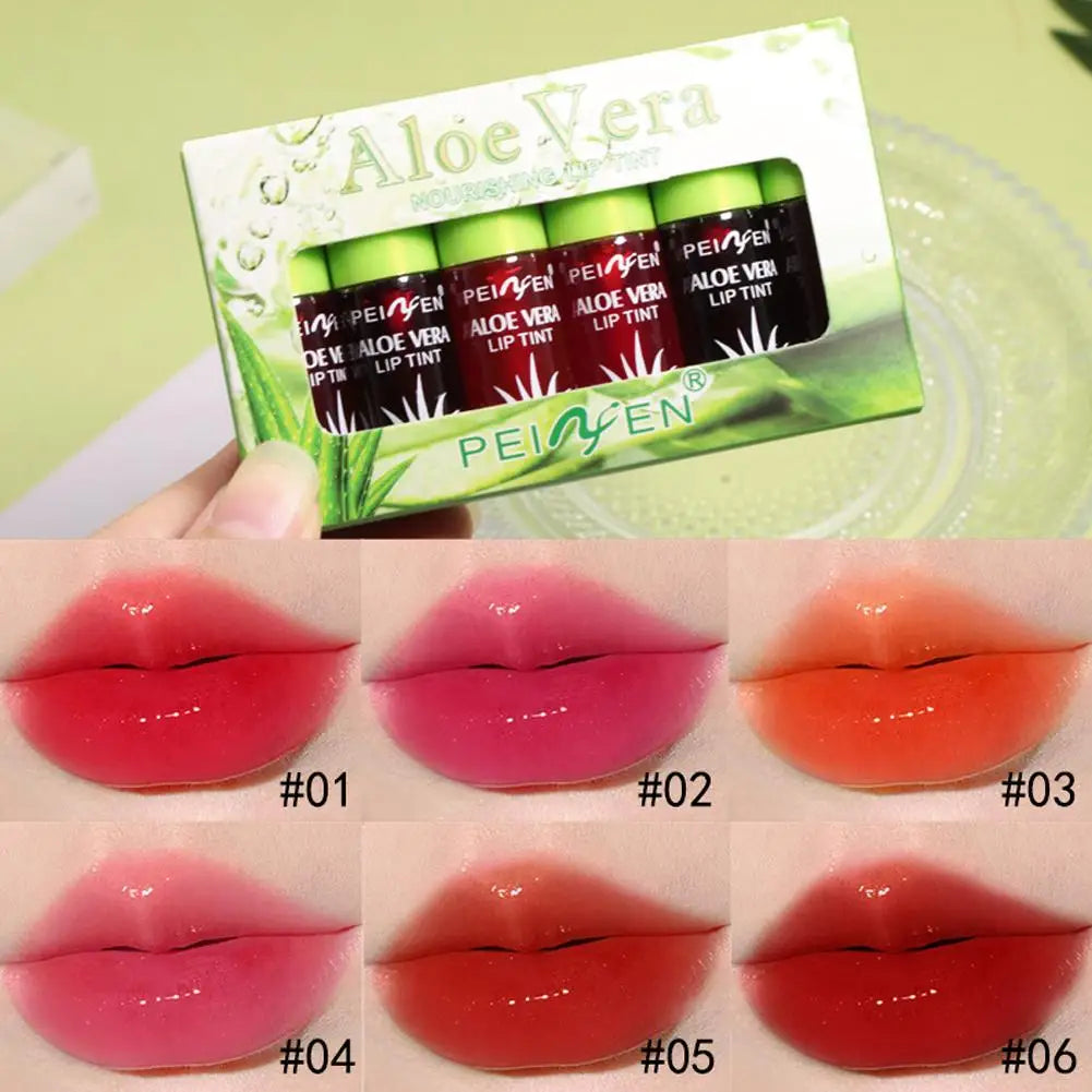 6 Color Lip Tint Stain Set Plumping Liquid Lipstick Aloe Vera Watery Lip Stain Lip Gl alternate view