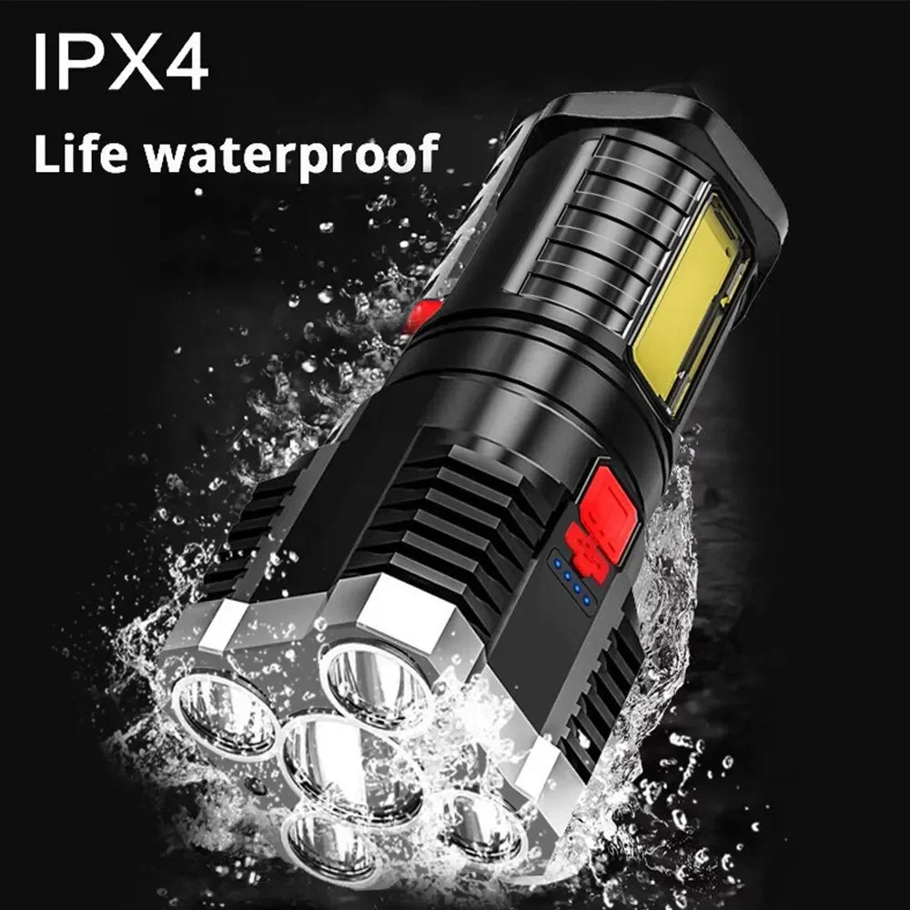 LED Rechargeable Flashlight with Side Light for Camping alternate view