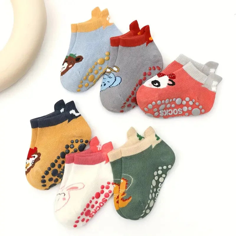 Kids Cotton Socks Cartoon Animal Pattern 6 Pairs detail view
