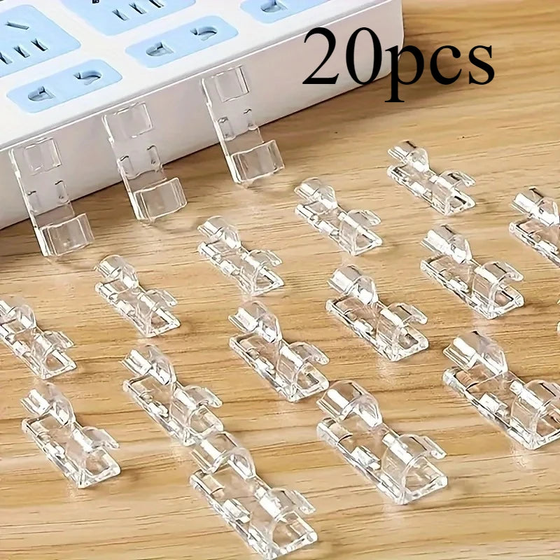 20/40pcs Clear Adhesive Cable Clips Non-punching Wire Organizer Buckle of Wire Holder Home Cable Tie Cables Orginazer Clip Cable