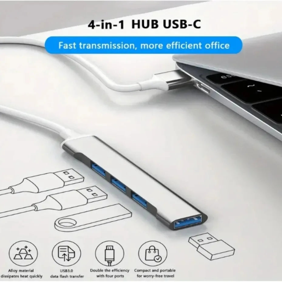 USB C Hub 4-Port USB 3.0 Adapter Aluminum alternate view