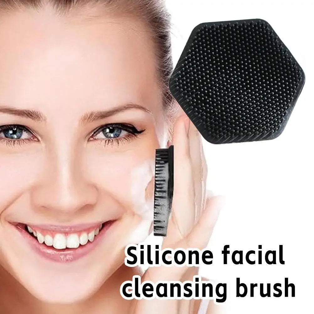 Portable Hexagonal Silicone Facial Cleansing Brush, Soft Exfoliating Face Scrubber fo alternate view