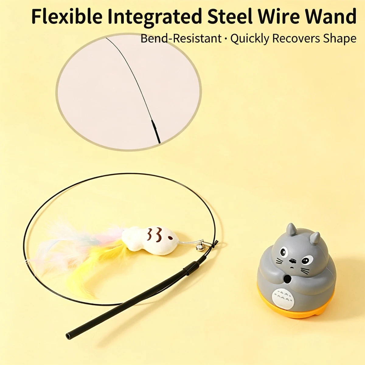 Rotating Feather Cat Wand Interactive Teaser Toy