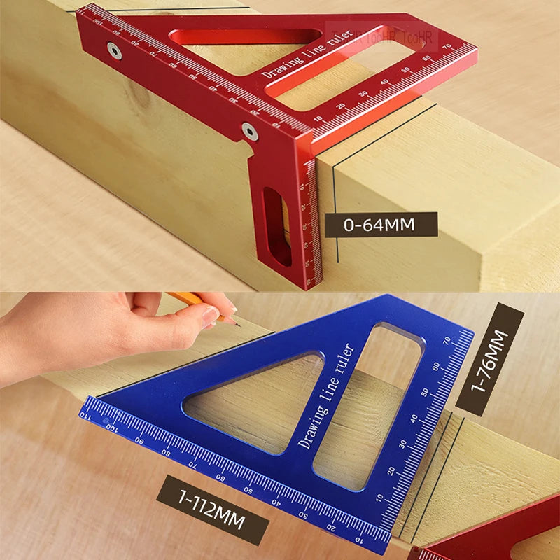 Woodworking Square Protractor Aluminum Alloy Miter Triangle Layout Tool detail view