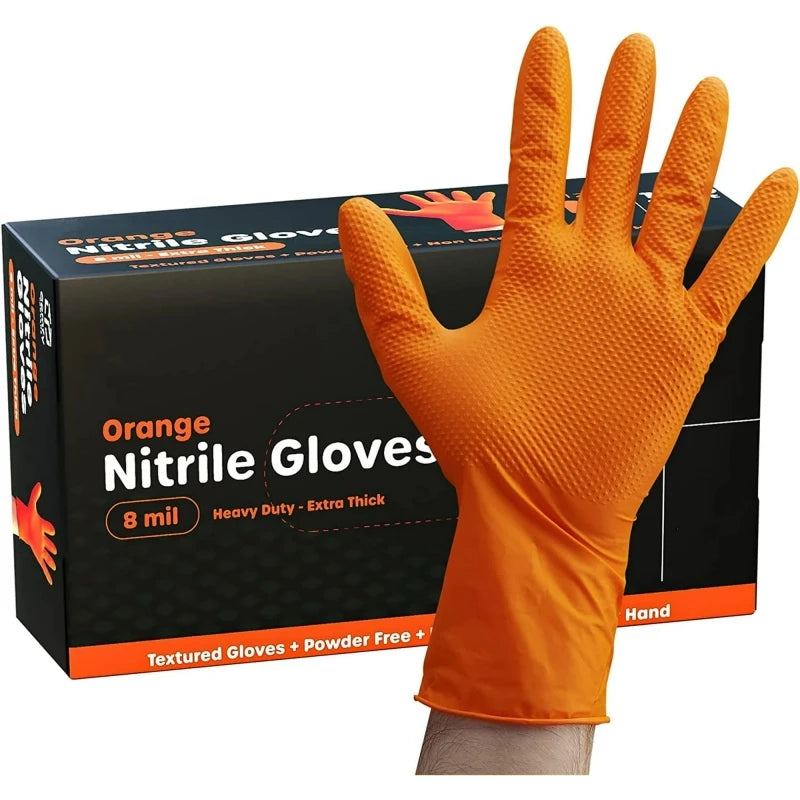 8 Mil Nitrile Gloves 30/50PCS Heavy Duty Diamond Textured Latex Free