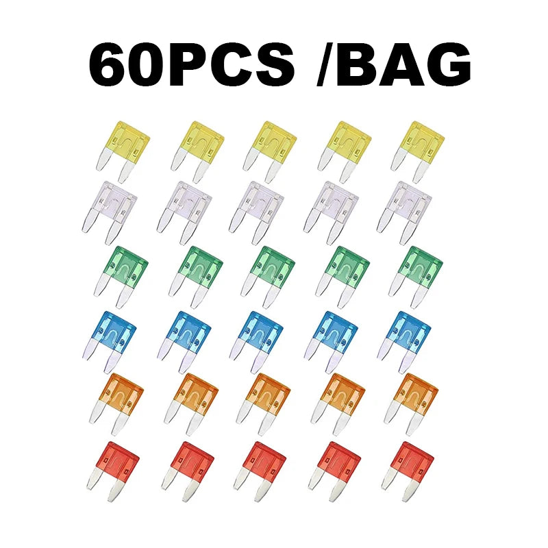 Fuse boxes come in various specifications, with 60 and 120PCS not having medium fuses, w detail view