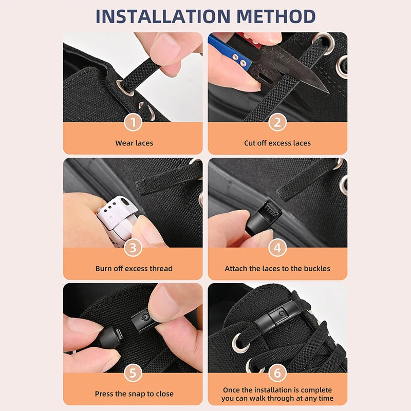 8mm No Tie Elastic Shoe Laces with Press Lock close-up view