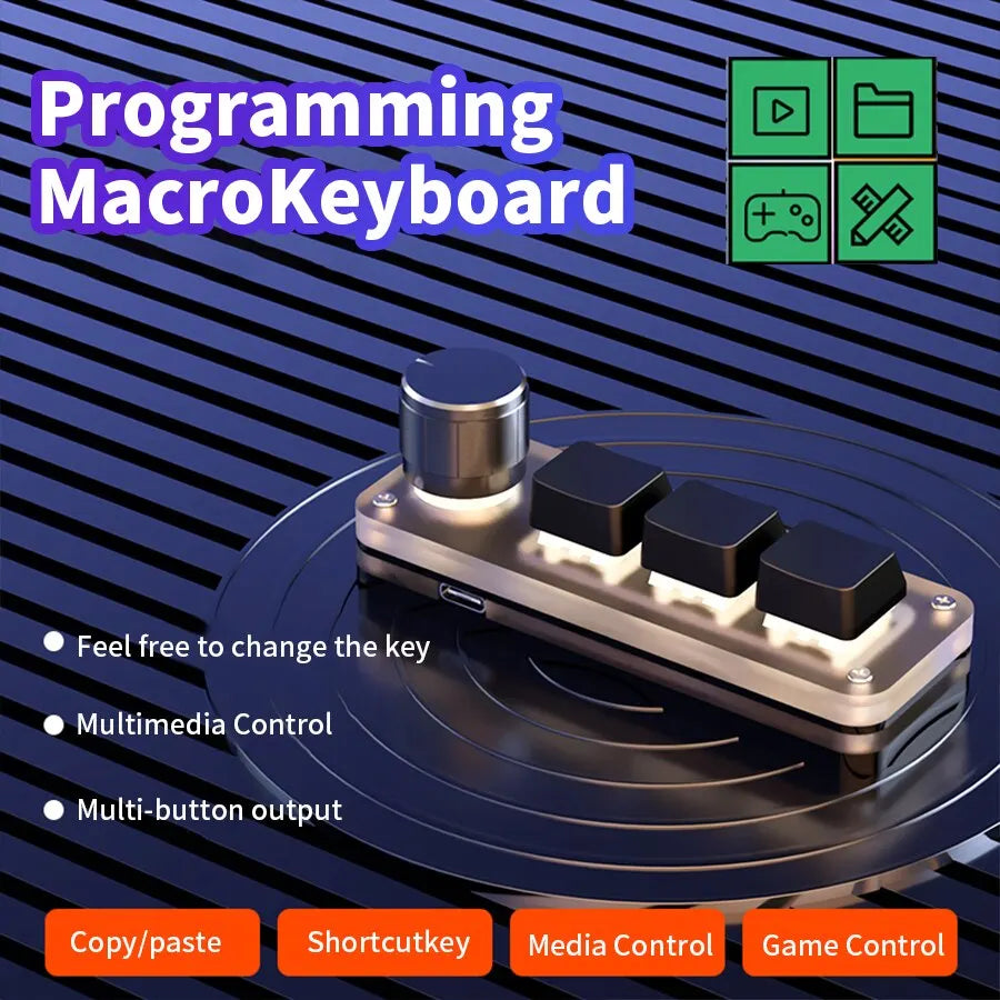 3 Key Mini Mechanical Macropad RGB Keyboard