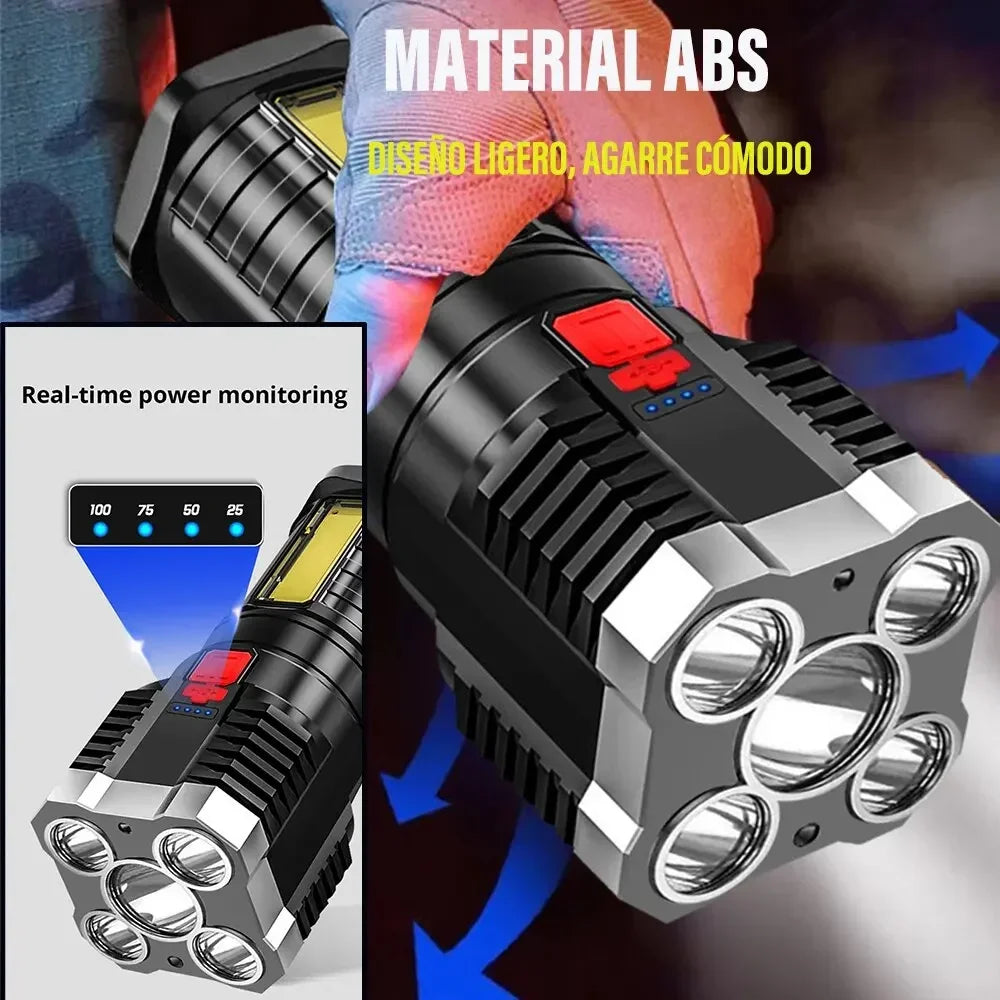 LED Rechargeable Flashlight with Side Light for Camping lifestyle view