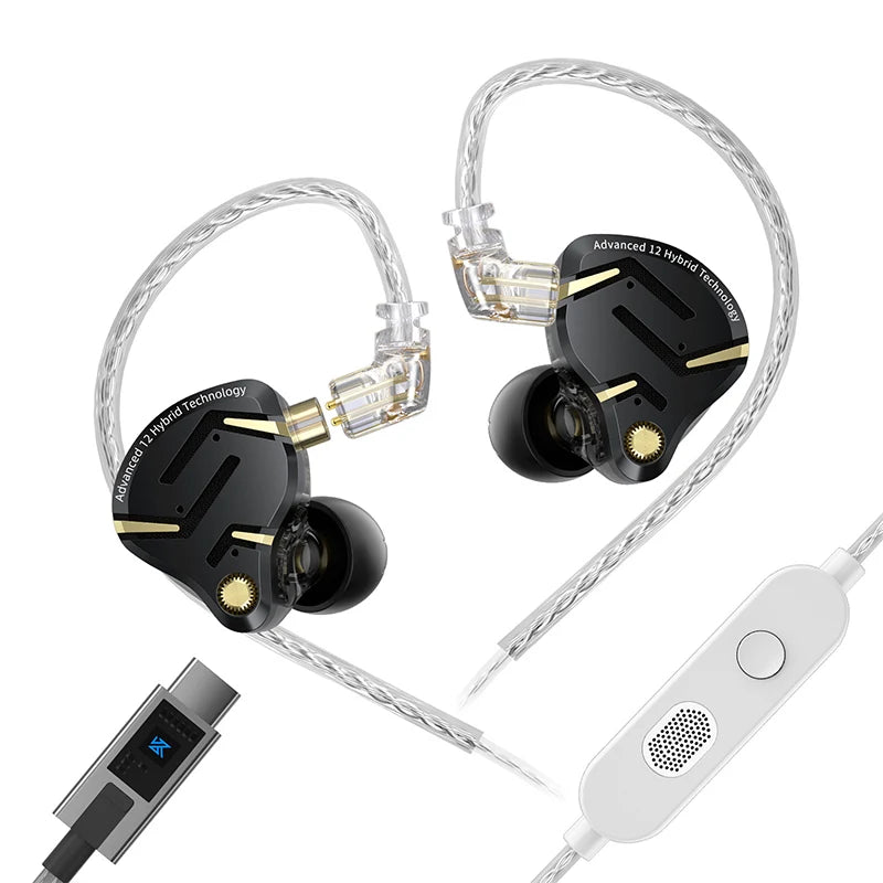 In Ear Monitor KZ ZS12 Pro 2 Hybrid 1DD+5BA Wired IEM Earphones with High Purity Silv alternate view