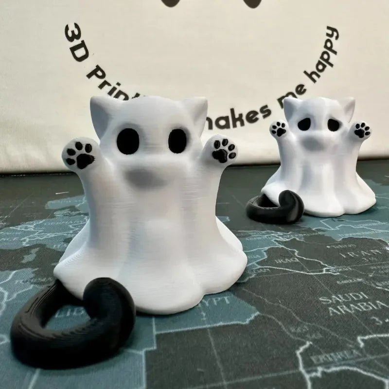 Mini Kitten Ghost Ornament Halloween Desk Decoration