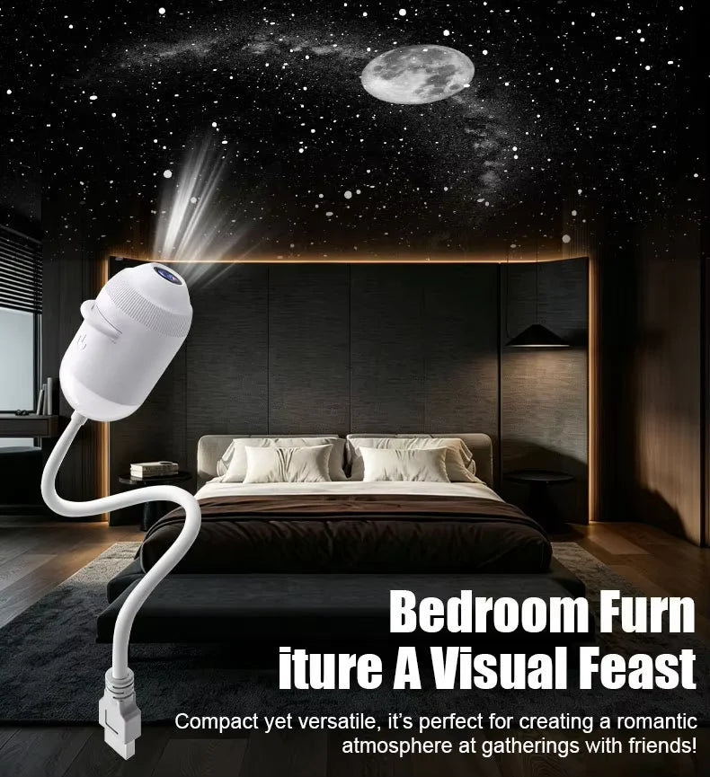 Galaxy Starry Sky Projection Light USB Night Light 360 ° Adjustable Galaxy Atmosphere Light For Bedroom Living Room Car Interior