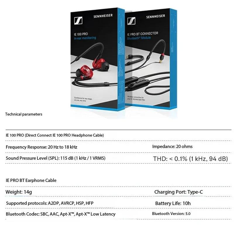 Original Sennheiser IE 100 Pro in-Ear Monitor Wired HiFi Earphones Detachable Cable additional angle