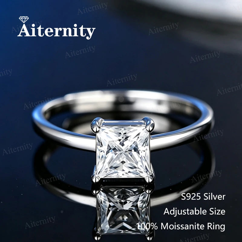 0.5-2CT Pear/Oval/Radiant Moissanite Rings For Women Real S925 Silver with GRA Cert additional angle