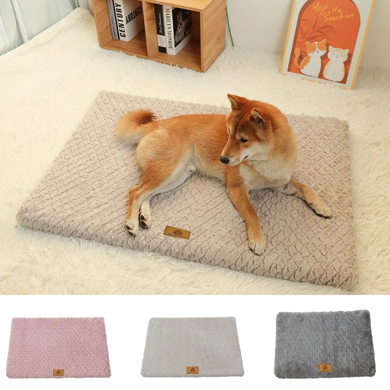 3D Sponge Pet Bed With Removable Washable Faux Fur Cover Soft Dog Bed For Crate Anti-Slip Bottom Winter Warm Dog Bed