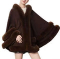 2024 Women 2 Circle Wraps Long Faux Rabbit Fur Cape Poncho Winter Loose Thick Warm Shawl Outerwear Knitted Cloak Overcoat