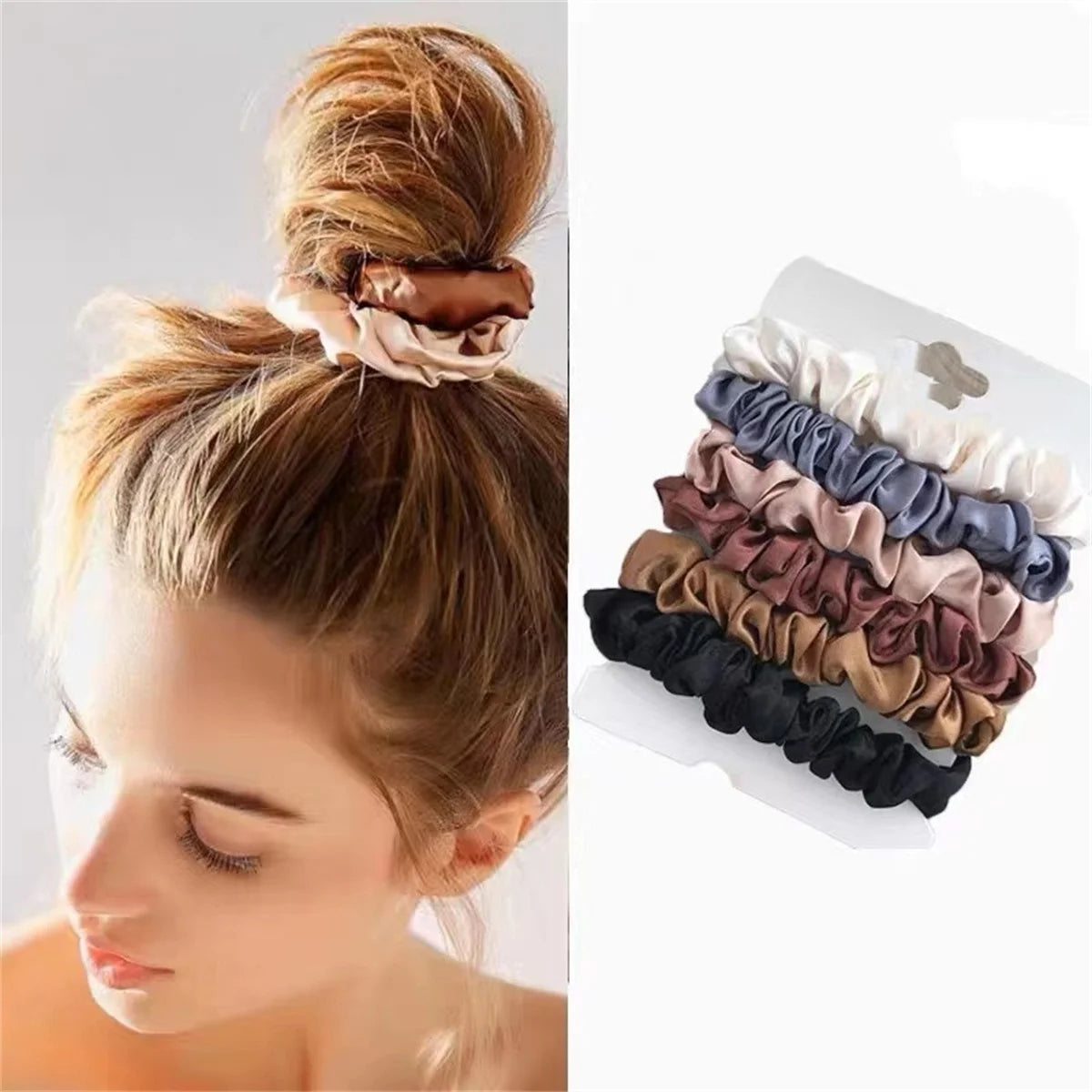 6 Pcs Satin Hair Scrunchies for Women and Girls