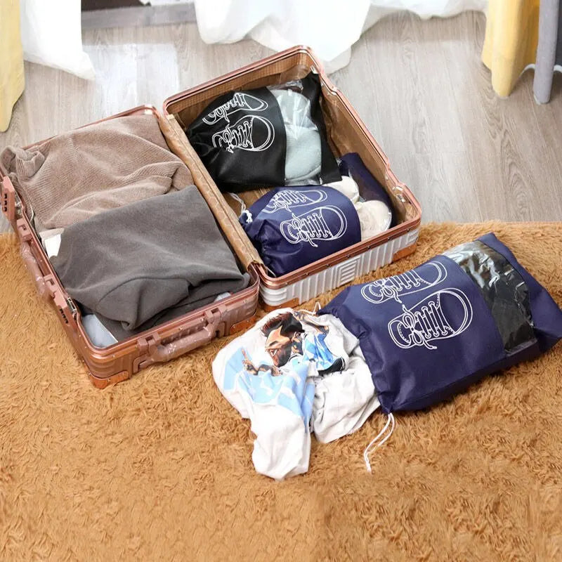 Shoe Storage Bag Set Of 5 Non-Woven Travel Drawstring Bag close-up view